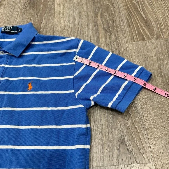 Polo Ralph Lauren Polo Mens Large Blue Striped Short Sleeve Piqué Polo Shirt - Picture 6 of 13
